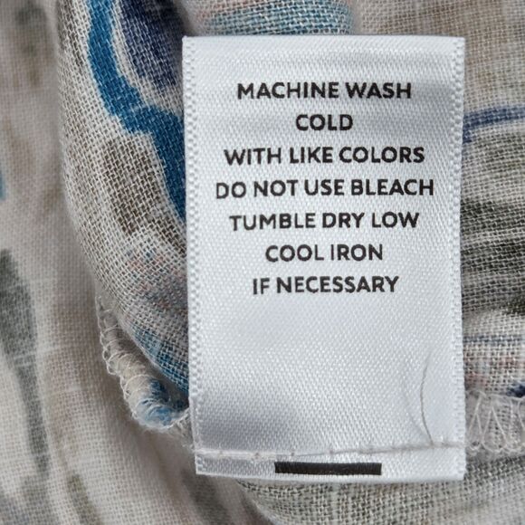 Westbound Button Up Down Blouse Shirt Womens 3X Ikat Animal Print Roll Tab Linen - Picture 8 of 8